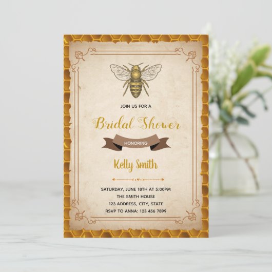  uitnodiging voor het thema bijen (Staand voorkant)