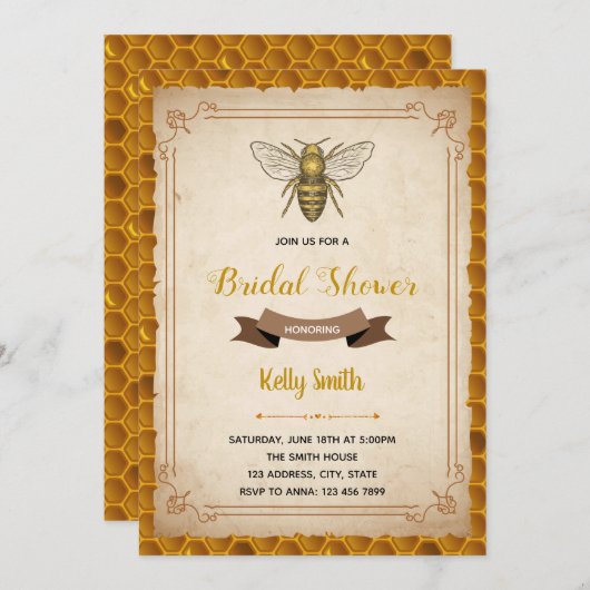 uitnodiging voor het thema bijen (Voorkant / Achterkant)