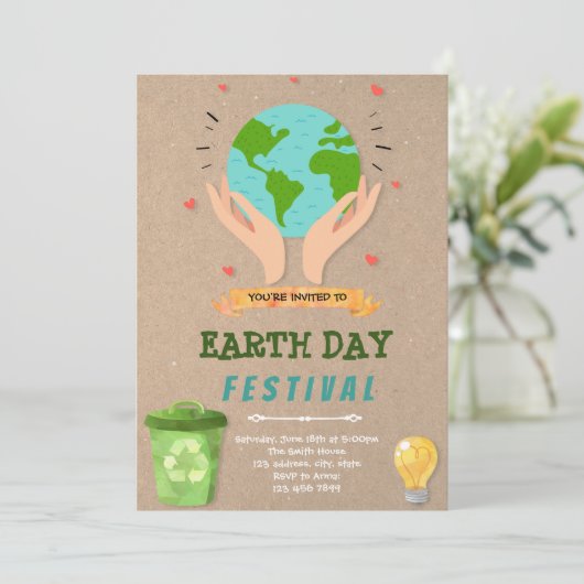 Uitnodiging voor het thema Dag van de Aarde (Staand voorkant)