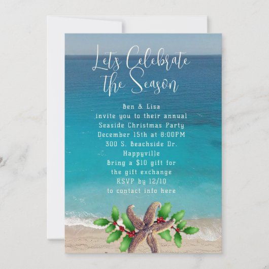 Uitnodiging voor het thema Seacoast Christmas Part (Voorkant)