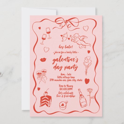 Uitnodiging voor het thema van Galentijnsdag Valen (Voorkant)