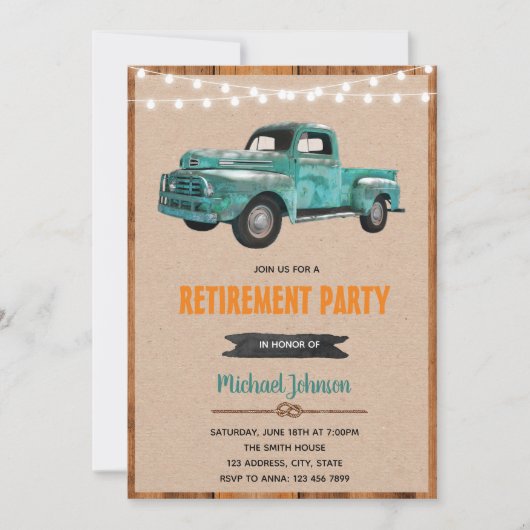  uitnodiging voor het thema vrachtwagen (Voorkant)