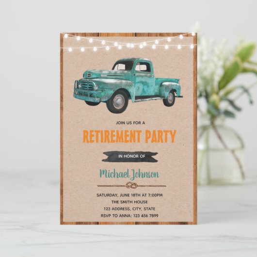  uitnodiging voor het thema vrachtwagen (Staand voorkant)