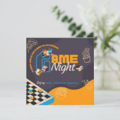Uitnodiging voor het themafeest van bordspellen (Staand voorkant)