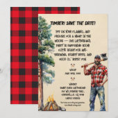 Uitnodiging voor het themafeest van Lumberjack (Voorkant / Achterkant)