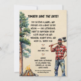 Uitnodiging voor het themafeest van Lumberjack