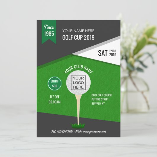 Uitnodiging voor het toernooi van Golf (Staand voorkant)