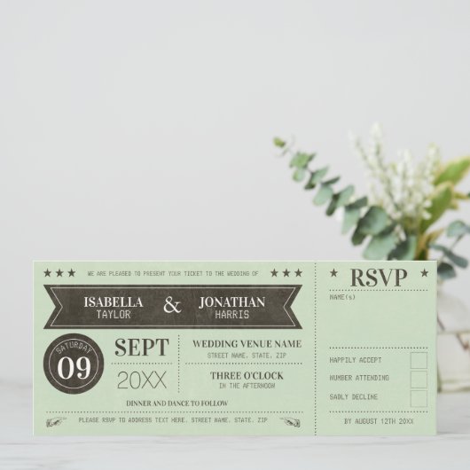 uitnodiging voor het trekken van tickets met RSVP (Staand voorkant)