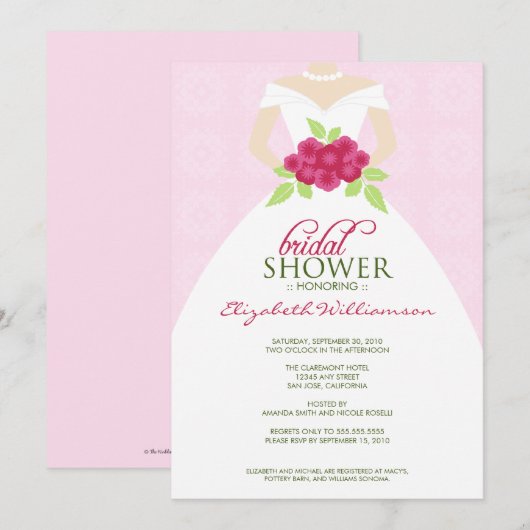 Uitnodiging voor het uitnodigen van een dress-wedd (Voorkant / Achterkant)