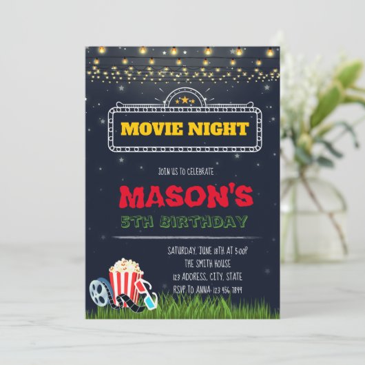 Uitnodiging voor het uitnodigen van een filmavond (Staand voorkant)