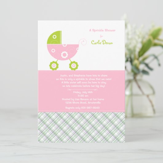 Uitnodiging voor het uitnodigen van een roze sproe (Staand voorkant)