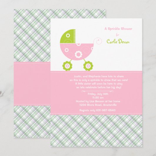 Uitnodiging voor het uitnodigen van een roze sproe (Voorkant / Achterkant)