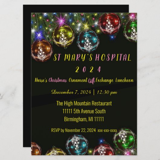 Uitnodiging voor het uitwisselen van kerstcadeaus  (Voorkant / Achterkant)