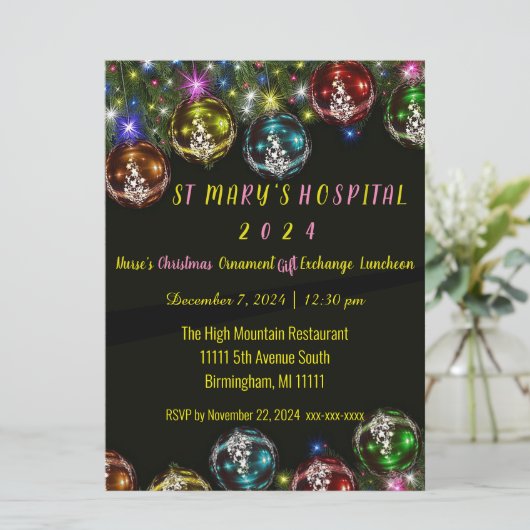 Uitnodiging voor het uitwisselen van kerstcadeaus  (Staand voorkant)