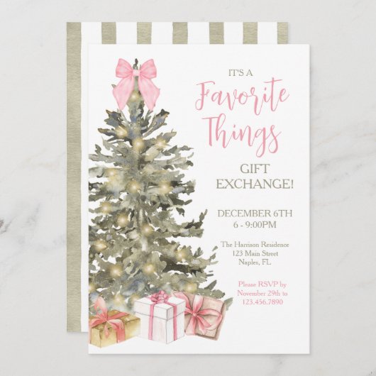 Uitnodiging voor het uitwisselen van kerstcadeaus  (Voorkant / Achterkant)