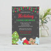 Uitnodiging voor het uitwisselen van kerstkoekjes  (Staand voorkant)
