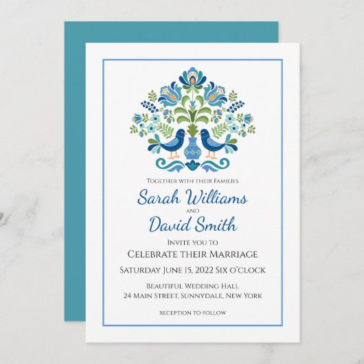 Uitnodiging voor het uitzenden van een blauwe brui (Voorkant / Achterkant)