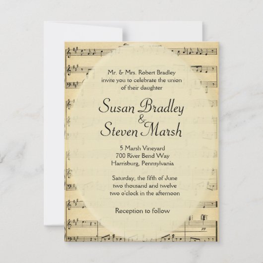 uitnodiging voor het uitzenden van muziek op blad (Voorkant)