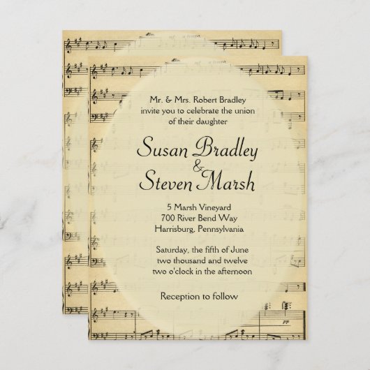 uitnodiging voor het uitzenden van muziek op blad (Voorkant / Achterkant)