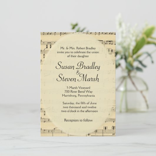 uitnodiging voor het uitzenden van muziek op blad (Staand voorkant)