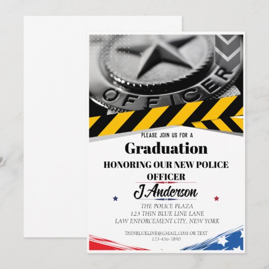 Uitnodiging voor het US Flag Police Afstuderen (Voorkant / Achterkant)