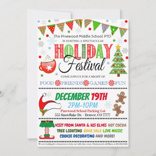 uitnodiging voor het vakantiefeest (Voorkant)