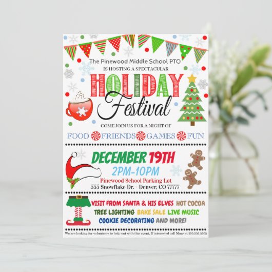 uitnodiging voor het vakantiefeest (Staand voorkant)