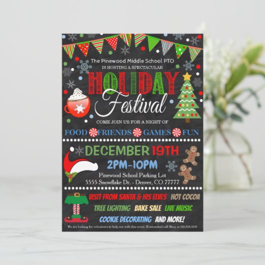 uitnodiging voor het vakantiefeest (Staand voorkant)