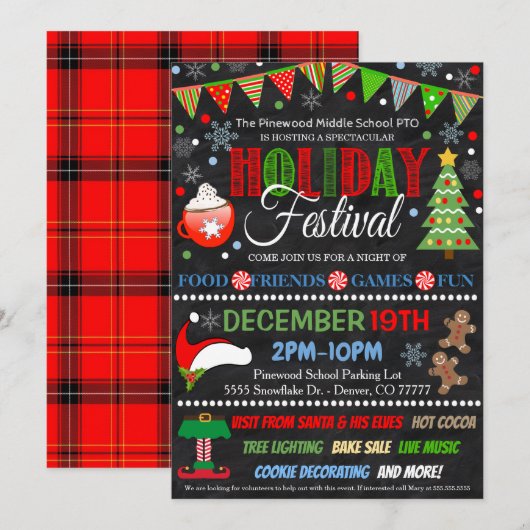 uitnodiging voor het vakantiefeest (Voorkant / Achterkant)