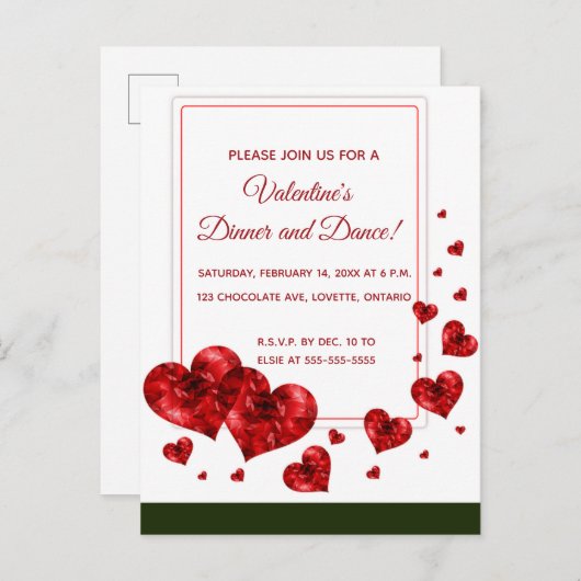 Uitnodiging voor het Valentijnsfeest met Zwevende  (Voorkant / Achterkant)