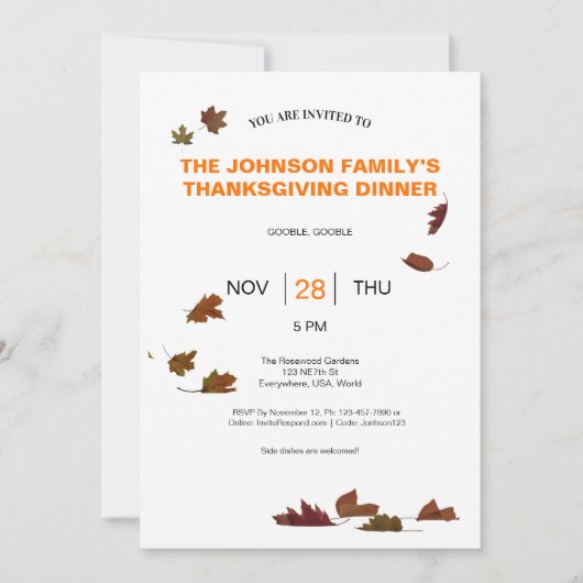 Uitnodiging voor het vallende bladerenfeest (Voorkant)