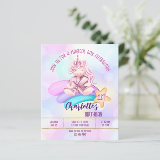 Uitnodiging voor het verjaardagsbudget van de rege (Staand voorkant)