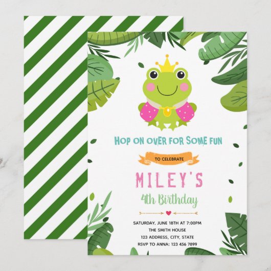 Uitnodiging voor het verjaardagscadeau van prinses (Voorkant / Achterkant)