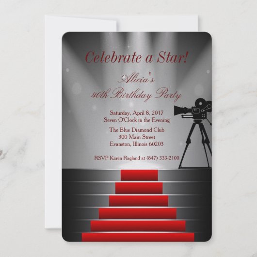 uitnodiging voor het verjaardagscentrum van rode t (Voorkant)