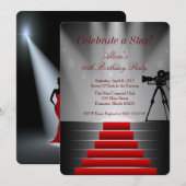 uitnodiging voor het verjaardagscentrum van rode t (Voorkant / Achterkant)