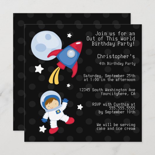 Uitnodiging voor het verjaardagsfeest van de ultra (Voorkant / Achterkant)