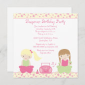 Uitnodiging voor het verjaardagsfeest van een meis (Voorkant / Achterkant)