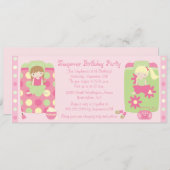 Uitnodiging voor het verjaardagsfeest van een meis (Voorkant / Achterkant)