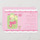 Uitnodiging voor het verjaardagsfeest van een meis (Voorkant / Achterkant)