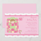 Uitnodiging voor het verjaardagsfeest van een meis (Voorkant / Achterkant)