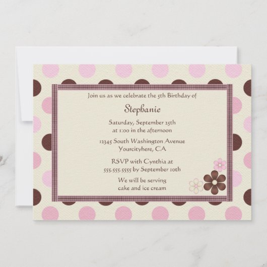 Uitnodiging voor het verjaardagsfeest van Floral p (Achterkant)