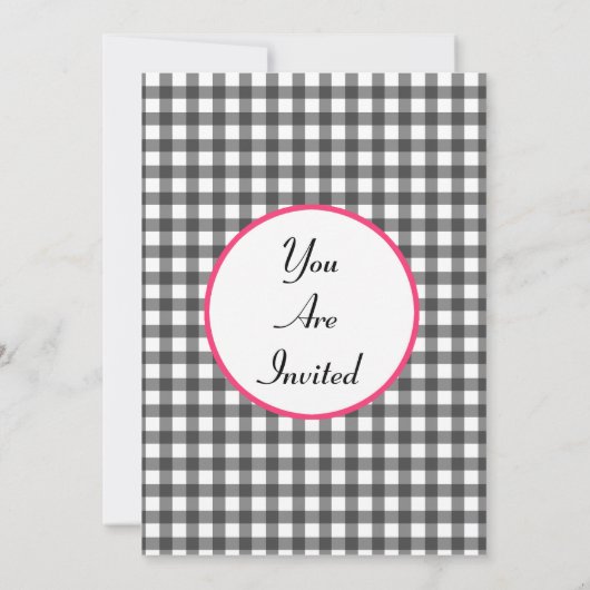 uitnodiging voor het verjaardagsfeest van gingham (Achterkant)