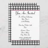 uitnodiging voor het verjaardagsfeest van gingham (Voorkant / Achterkant)