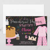 Uitnodiging voor het verjaardagsfeest van Girl Pja (Voorkant / Achterkant)