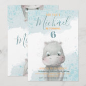 Uitnodiging voor het verjaardagsfeest van Hippo jo (Voorkant / Achterkant)