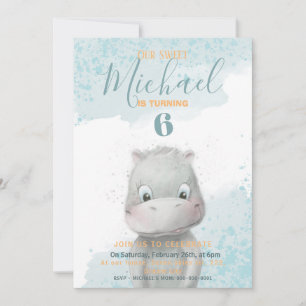 Uitnodiging voor het verjaardagsfeest van Hippo jo