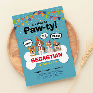 uitnodiging voor het verjaardagsfeest van puppy