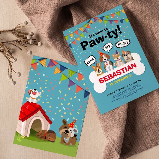 uitnodiging voor het verjaardagsfeest van puppy