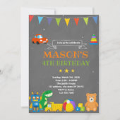 Uitnodiging voor het verjaardagsthema van Toyland (Voorkant)