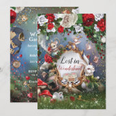 Uitnodiging voor het Verloren in Wonderland Feest (Voorkant / Achterkant)